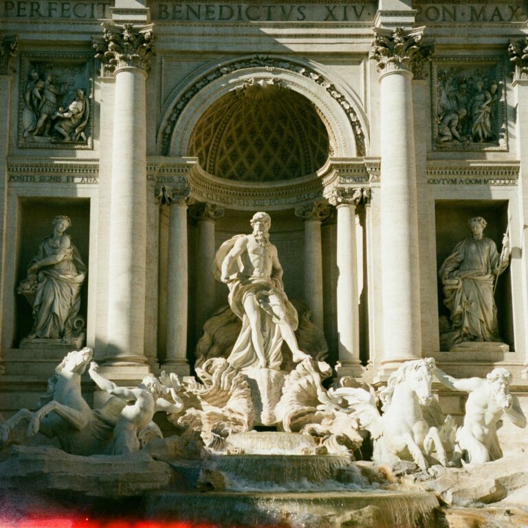 The majestic Trevi Fountain in Rome, showcasing stunning Baroque architecture.